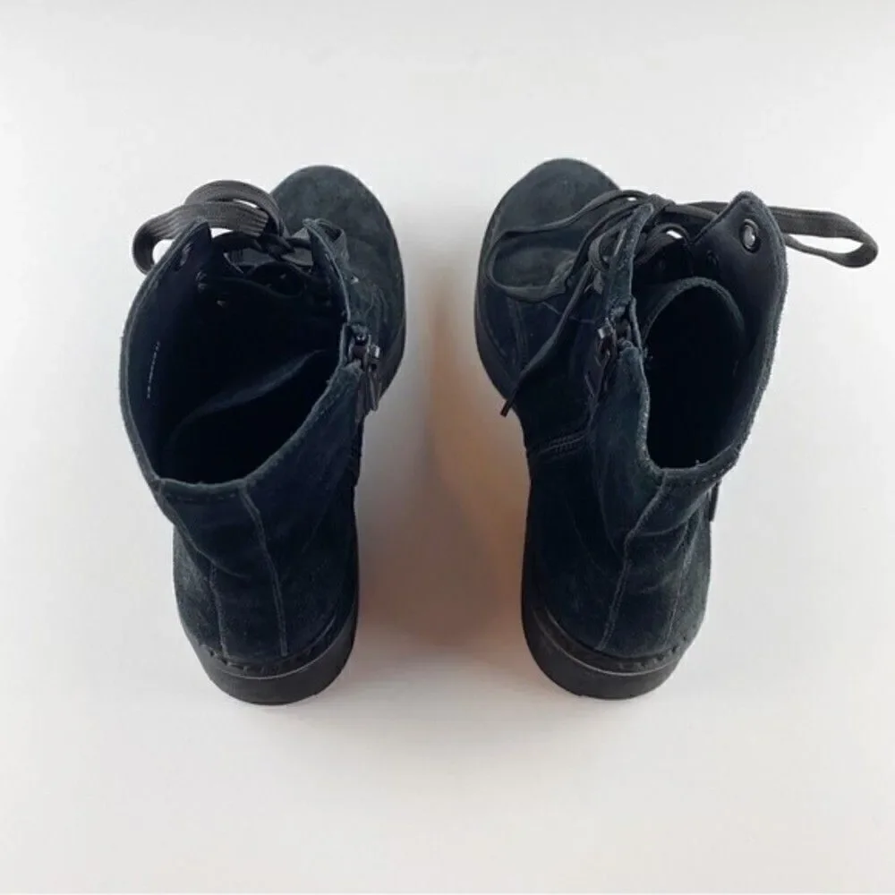 Vince Monastir Platform Lace Up Combat Boots Black Suede Size 7